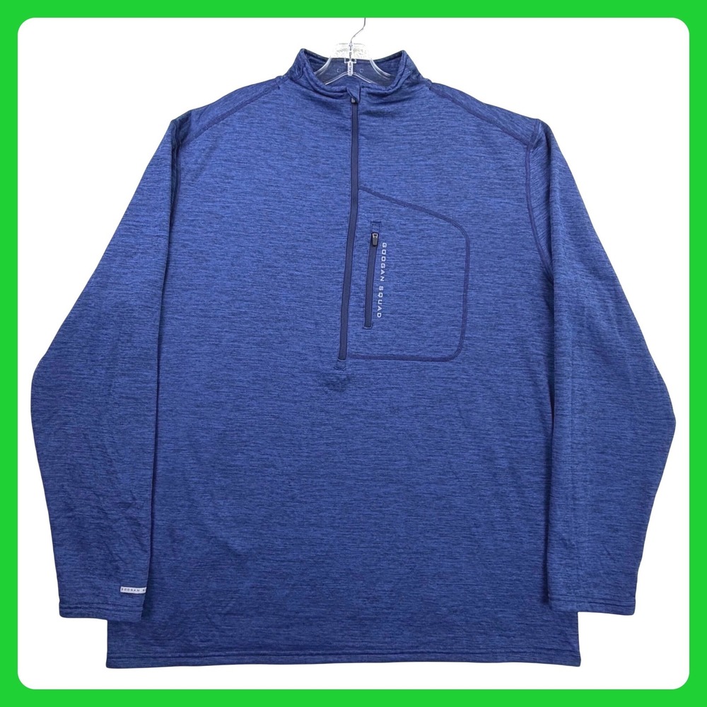 Googan Squad 1/4 Zip Pullover Men 2XL Blue Heather French Terry Fishing Shirt